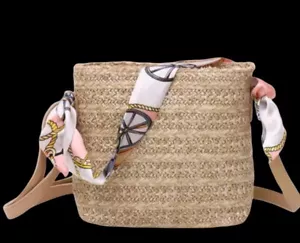 Cartera de Paja Bandolera Cierre de Cremallera Bolsillos Interior Pequeña - Imagen 1 de 8