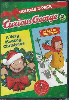 Curious George DVD A Very Monkey Christmas Plays in the Snow Holiday PBS Kids - Image 1 of 3