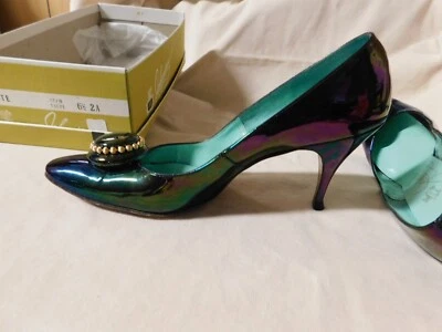 Zapatos de salón Johansen vintage 3 1/4" tacón alto multicolor talla 7 1/2 Foto 1 de 4