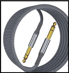 Cable de instrumento TRS de 1/4 pulgadas 20 pies, línea de audio equilibrada, conector macho estéreo C de 6,35 mm - Imagen 1 de 5