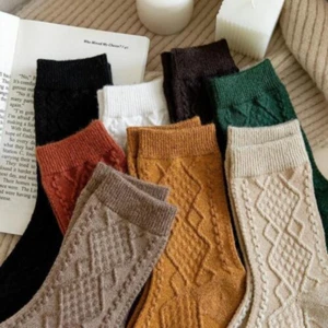 Socks Warm Winter Cashmere Wool Casual Soft Solid Thick Pairs Sports Women Long - Picture 1 of 15