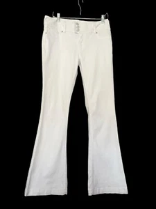 Y2K Amethyst Jeans Womens White Low Rise Flare Leg Distressed Denim Preppy Vtg - Picture 1 of 11