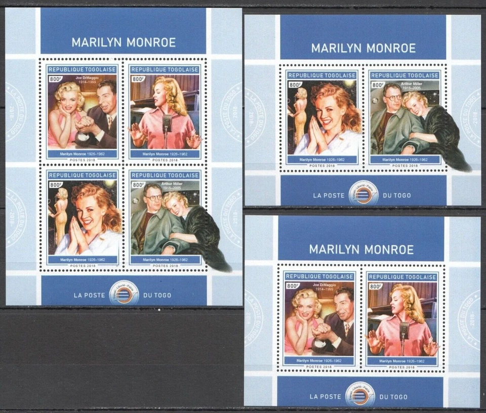 2018 Togo Marilyn Monroe Arthur Miller Joe Dimaggio Mi. 9250-3+Bl.1665-6 MNH** - Image 1 of 1