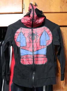 Spider-Man Hoodie Mask Hood Black Full Zip Costume Youth Boys Small YS Size 9 - Picture 1 of 4
