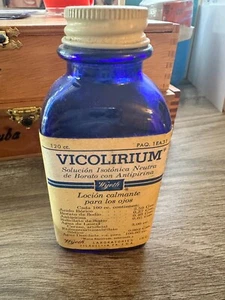 Vintage Cobalt Blue Wyeth Laboratories Vicolirium Solucion Isotonica Neutra - Picture 1 of 5