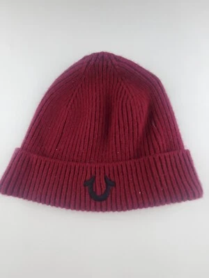 Gorro bordado True Religion tejido acanalado granate talla única Foto 1 de 2