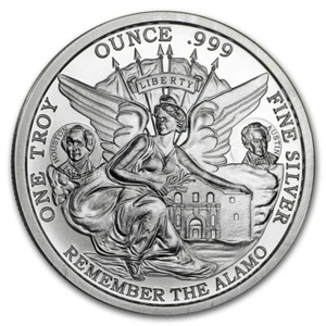 Texas Centennial Remember the Alamo 1 oz .999 pure fine Silver Round in airtight - Picture 1 of 2
