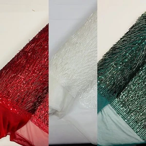 Vegas Beaded Sequin Stretch Mesh Fabric (By The Yard) - Picture 1 of 26