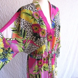 Boston Proper Colorful Robe S Front tie Full Length Drawstring 14 inch Side Slit - Picture 1 of 13