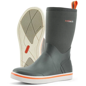 HISEA Men Mid-Calf Deck Boots Waterproof Anti-Slip Fishing Garden Mud Rain Boots - Picture 1 of 21