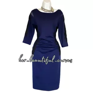LIPSY LONDON NAVY EMBROIDERED WIGGLE OCCASION PARTY DRESS SIZE 16 fits 14 - Picture 1 of 6