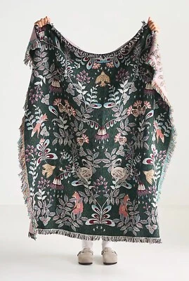 Anthropologie Willa Manta de Algodón Tejida Verde 54”x72” EE. UU. No en Bolsa Nueva con Etiquetas Foto 1 de 4