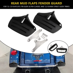 Black Rear Mud Flaps Fender Accent Trim Fit For Harley Tri Glide Ultra FLHTCUTG - Picture 1 of 18