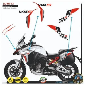 Kit Adesivi Valigie Carene Completi Moto Ducati Multistrada V4s White Iceberg - Picture 1 of 1