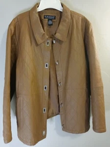 Leather Jacket  By Dialogue Women's Vintage Brown ,Size 1x Super Clean, High End - Picture 1 of 5