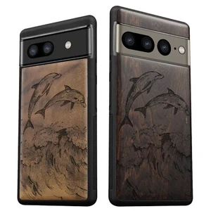 Wooden Phone Cases for Google Pixel 8 Pro 7a 7 Pro 6 Pro 6a 6 7 8 Cover Dolphin - Picture 1 of 12