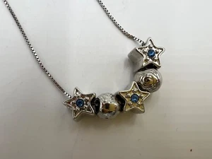 t912 Beautiful Handmade Sterling Silver Box Chain Beaded Necklace - Picture 1 of 5