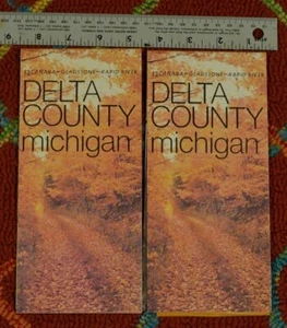 2 Vintage Delta County Michigan Karte Werbung Broschüre Escanaba Gladstone Hunt - Bild 1 von 5