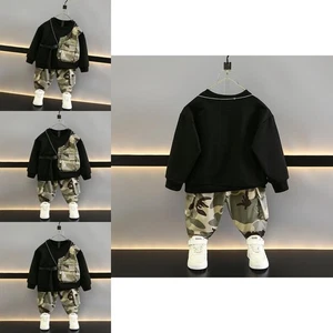 Stylish Korean Autumn Two Piece Set For Boys With Trendy Camouflage Design - Picture 1 of 13
