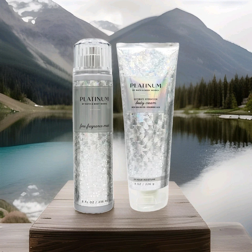 Platinum by Bath & Body Works Fragrance Body Mist Body Cream Lotion 2pc Set New - Image 1 of 1
