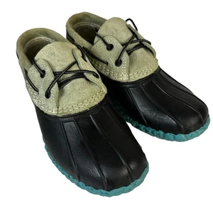 Zapato de goma LL Bean para mujer talla 7 Duck Boat 2 ojos gamuza de goma hecho en Maine negro azul - Imagen 1 de 11