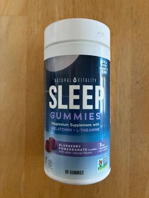 60 gomitas Natural Vitality Calm Sleep magnesio melatonina L-teanina arándano Foto 1 de 2