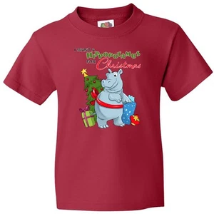 Inktastic I Want A Hippopotamus For Christmas Youth T-Shirt Cute Animals Cuddly - Picture 1 of 9