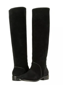 Ugg Boots Womens 8 Daley Black Suede Knee High Riding Boots Side Zip Low Heel - Picture 1 of 5