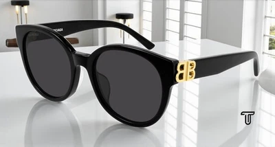 Gafas de sol para mujer BALENCIAGA BB0134SA 001 Panthos ovaladas negras doradas grises 55 mm Foto 1 de 4