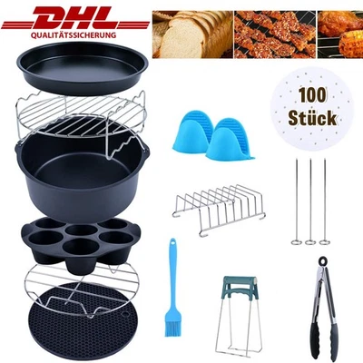 13 Zubehör Set für 8" Heißluftfritteuse Fritteuse Airfryer Heißluftofen Backform - Bild 1 von 4