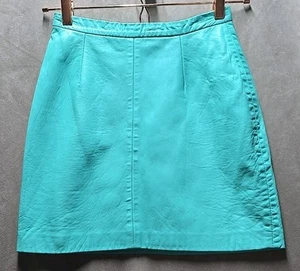 Vintage Michael Hoban North Beach women’s Green Mint leather skirt 5/6 - Bild 1 von 9