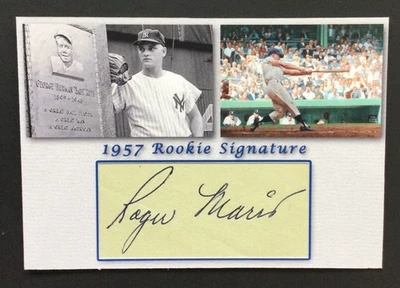 Roger Maris Autograph Custom 3x5 Cut Card Rookie Future HOF Signed Yankees - Image 1 of 3
