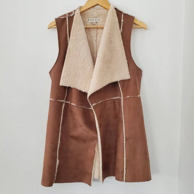 Chaleco abierto KNOX ROSE talla M imitación cuero suave Sherpa 30" largo Western Ranch  Foto 1 de 4