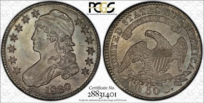 1830 50C Small 0 Overton 106 Capped Bust Half Dollar PCGS MS65+ CAC CMQ - Image 1 of 4