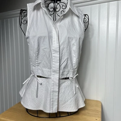Alexander Wang белый без рукавов кнопка вниз вырез рубашка размер 4 - Изображение 1 из 4