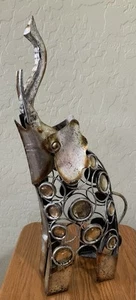 Vintage Metal Elephant 18” Art Deco Figure With Faux Jewel Accents - Picture 1 of 4