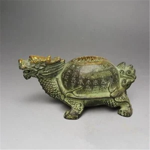 Pure Copper Collection Gilded Centenary Dragon Turtle Statue Ornaments - Picture 1 of 4