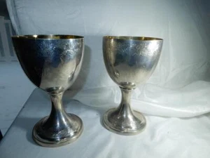 Antique 2 large silver chalice goblet cups George Fenwick 1818 Scotland 7 inches - Picture 1 of 12