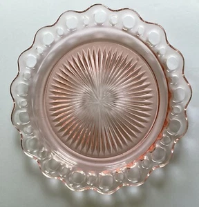 Anchor Hocking Round Old Colony Lace Edge Pink Platter - Pink Depression - Picture 1 of 6