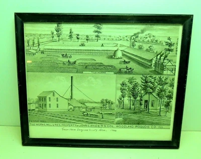 VTG Framed Iroquois County Atlas 1894 John C. Anderson Residence Illinois Histor - Image 1 of 4