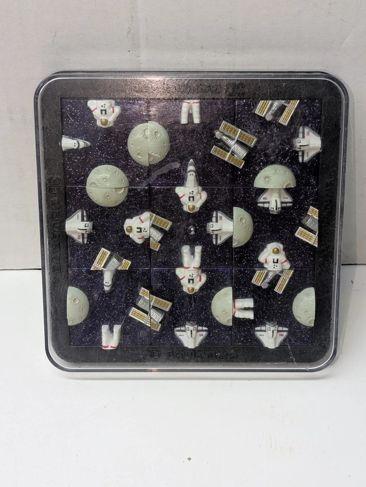 DaMert Vintage 2002 3D Squares Space Astronaut Shuttle Moon Plastic Puzzle Game - Image 1 of 3