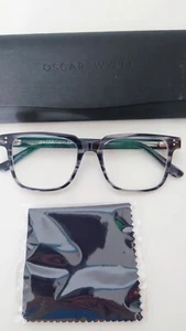 Oscar Wylee Victor-267 Black Marble Glasses Frames with Case - Luxury Eyewear - Foto 1 di 9