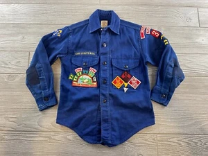 Vintage Boy Scouts of America Official Youth Shirt Long Sleeve Button Down Blue - Picture 1 of 11