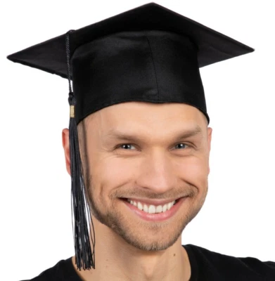 Graduation High Quality Black Hat Mortar Board Cap School College University UK — 第 1/2 张图片