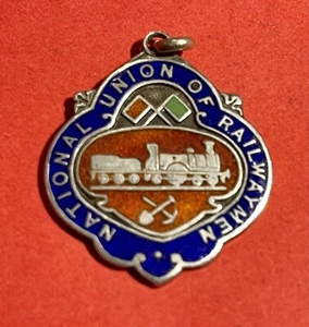 National Union Of Railwaymen Enamelled Silver Fob Pendant - Picture 1 of 6