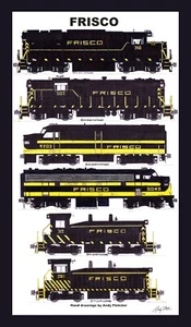 Frisco 1960s Locomotives 12"x18" matted poster Andy Fletcher signed - Picture 1 of 1