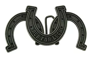 Zapatos de caballo de la suerte hebilla de cinturón gris metal estilo rodeo occidental frotar para la suerte para hombres - Imagen 1 de 7
