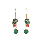 Stone Natural Women Jewelry Gemstone Green Jade Fish Earrings Luxury