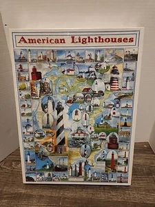 White Mountain Puzzles American Lighthouse 1000 pc Jigsaw Puzzle~ 24" x 30-New - Picture 1 of 4