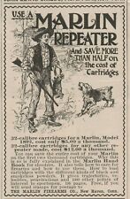 Marlin Repeater Rifle .32 Calibre 1898 Boy Dog Rabbit Hunting Vintage Print Ad